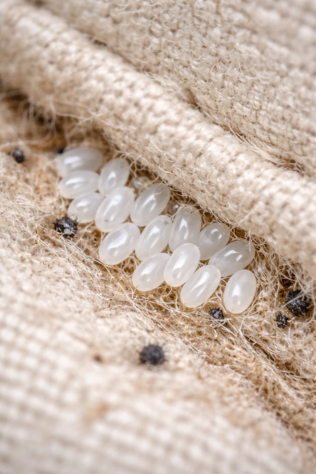 Bedwantseitjes in een naad (macro)